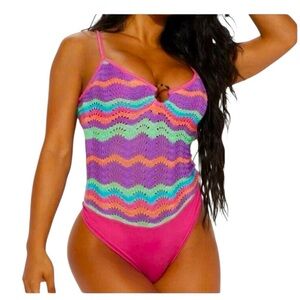 FOREVER 21  New Look Crochet multicolored bodysuit Size Small